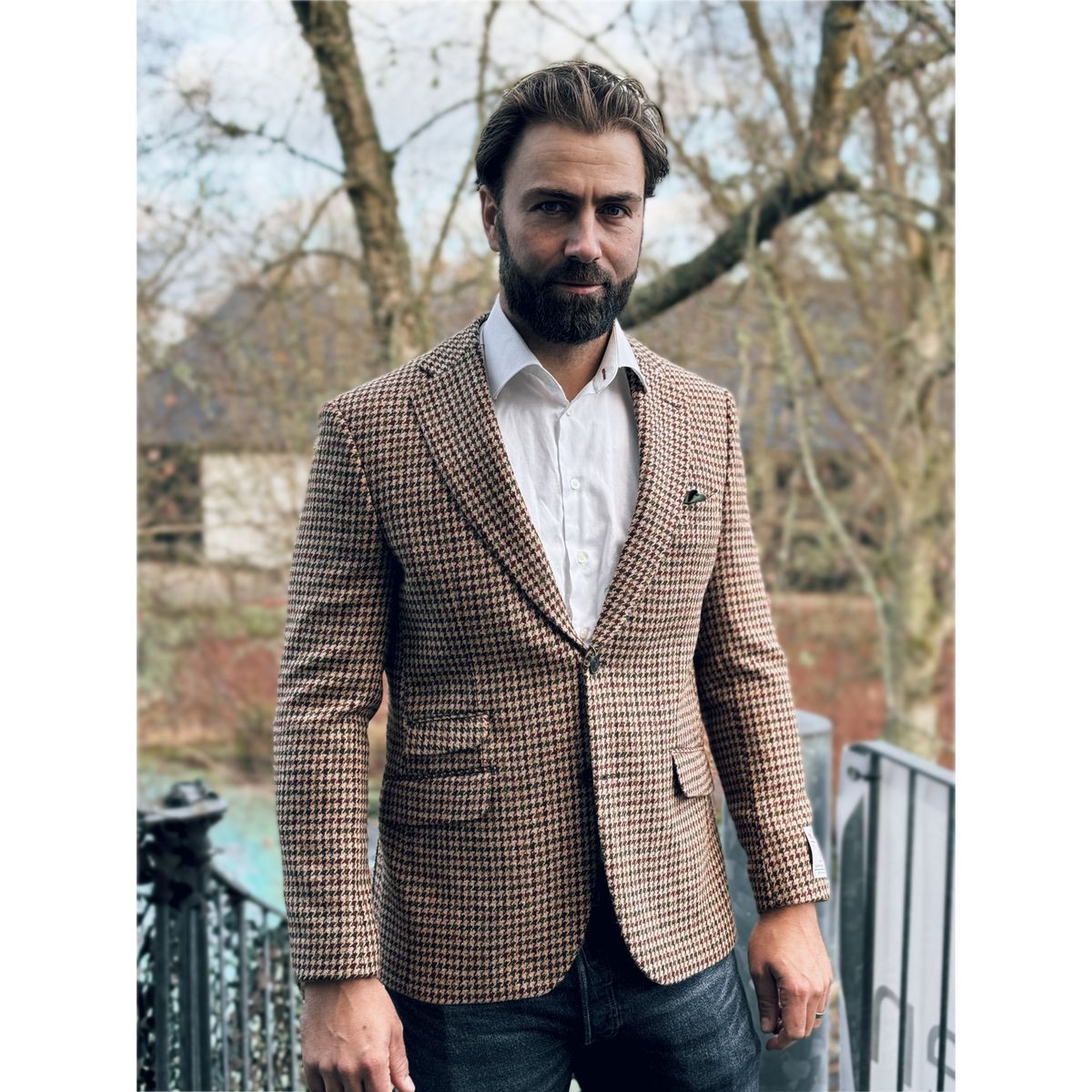 London tweed blazer, Harris Tweed, country houndstooth - 106 EU