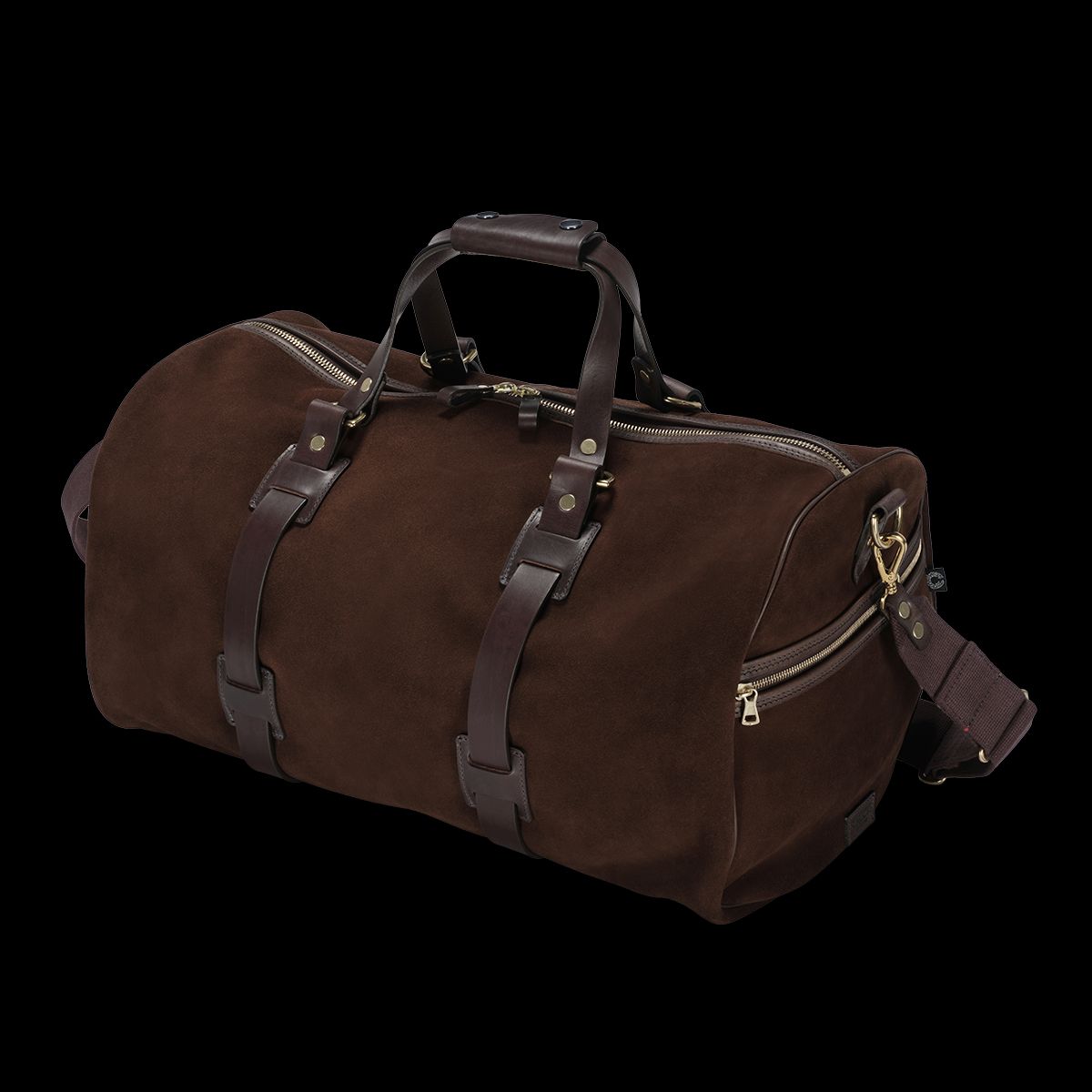 CROOTS Suede Duffle Holdall, brun ruskind, fremstillet i England