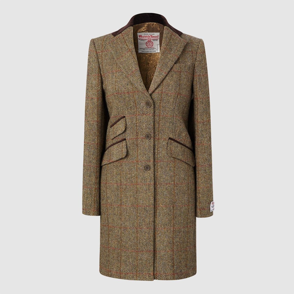 Tori 3/4 Ladies Coat frakke af Harris Tweed, mustard - 10 (S)