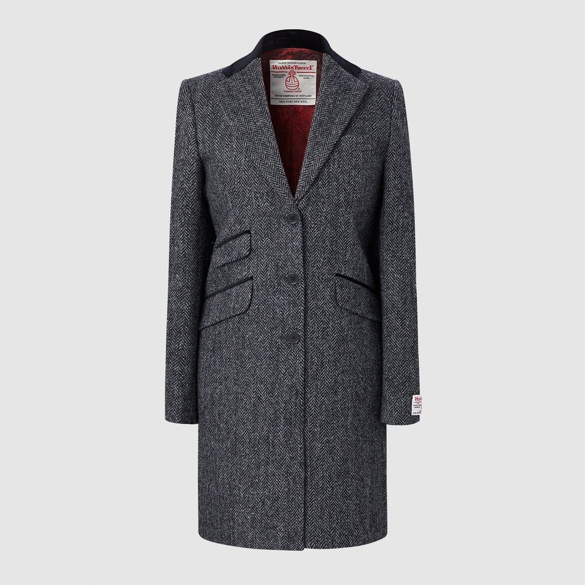 Tori 3/4 Ladies Coat frakke af Harris Tweed, charcoal koksgrå - 16 (XL)