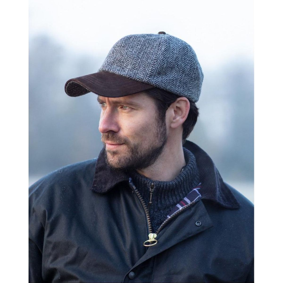 Brungton Harris Tweed baseball cap, one size, stålgrå