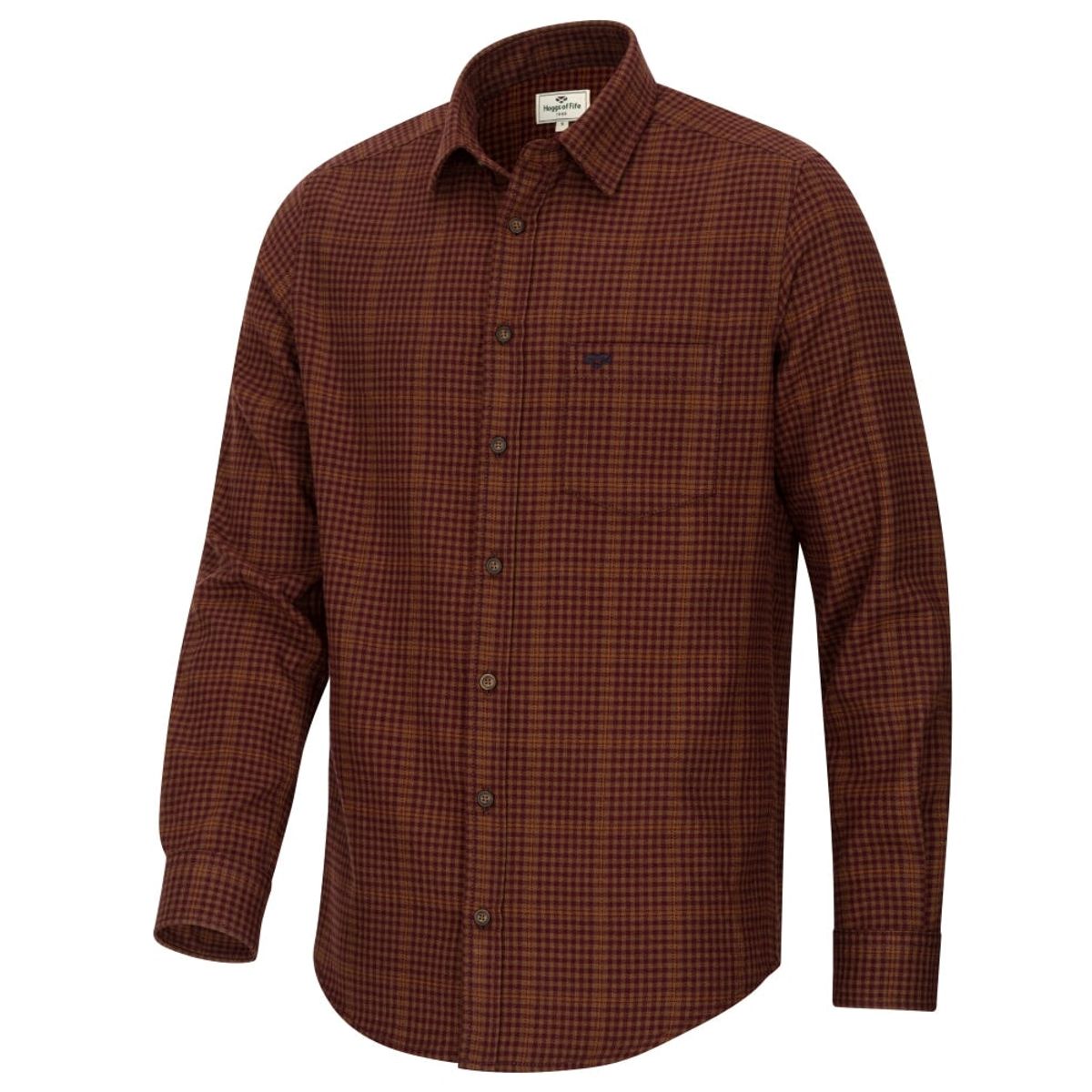 Skjorte Harris rust ternet twill, herre, bomuld/uld - S