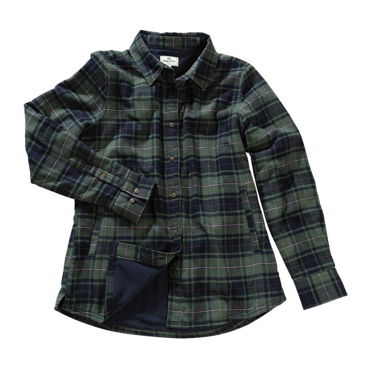 Ladies Tartan Shacket overshirt, grøn/blå/vinrød - XS (8-10)