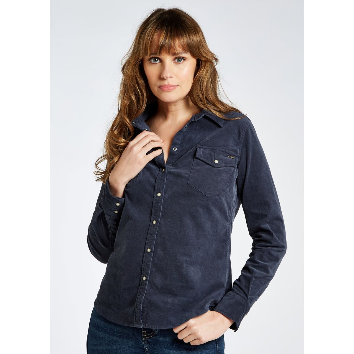 Angelica Ladies Pincord Shirt, indigoblå - 36 (UK10)