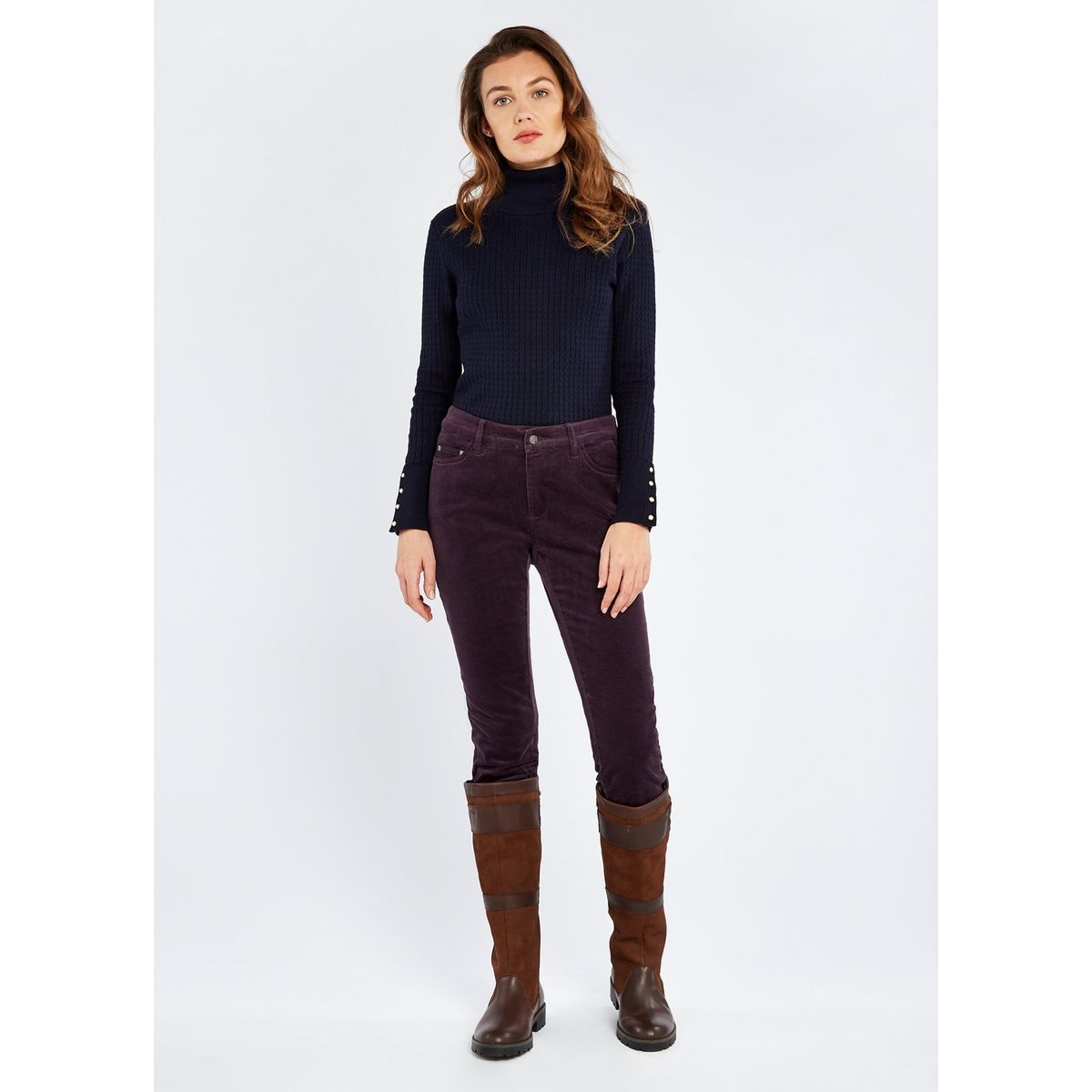 Honeysuckle, plum, ladies bukser, babyfløjl m. stretch - 34 (UK8)