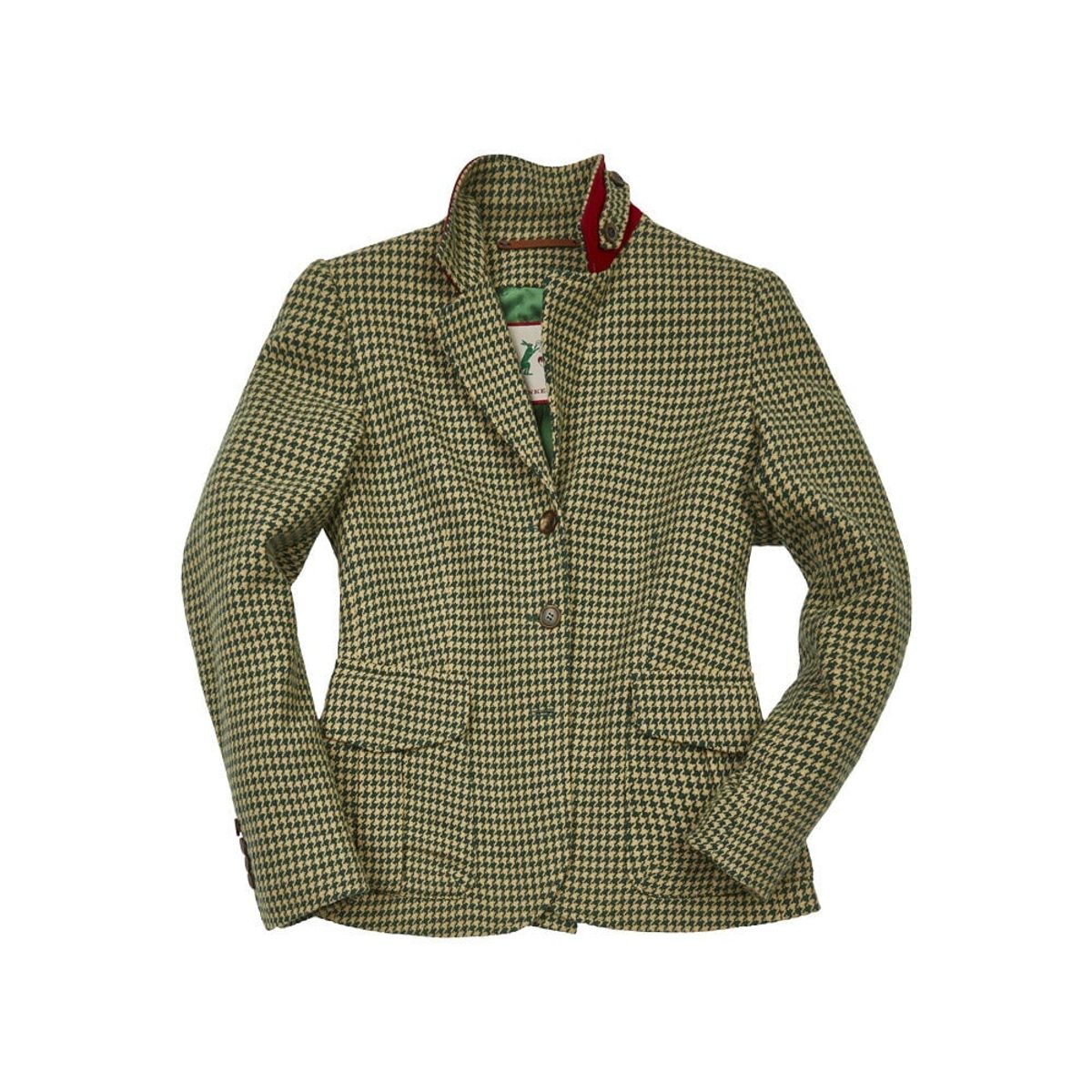 Hahnentritt tweed blazer, dame, grøn/beige houndstooth - 36 (UK10)