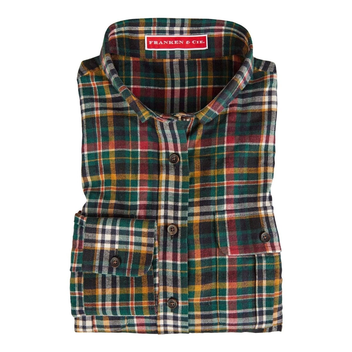 Marlene flannel skjorte bomuld/uld mix, multitern, dame - 40EU (14UK/L)