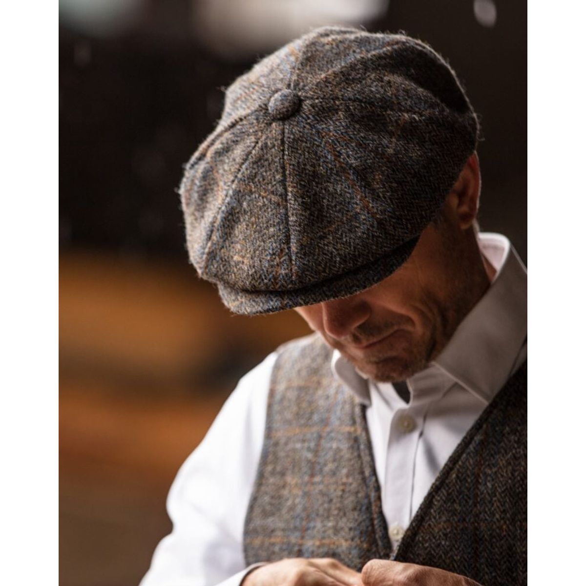 Thomas Harris Tweed Bakerboy hat, Clinton brun - S - 57 cm