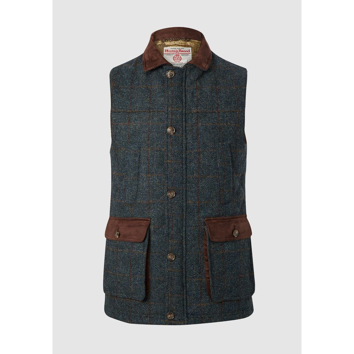 Chuck Gilet vest, blå multitern, Harris Tweed - XL (UK44)