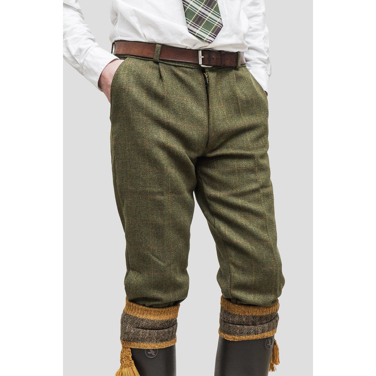 Tweed Breeks knæbukser (Længere udgave), mørk grøn - 38 L