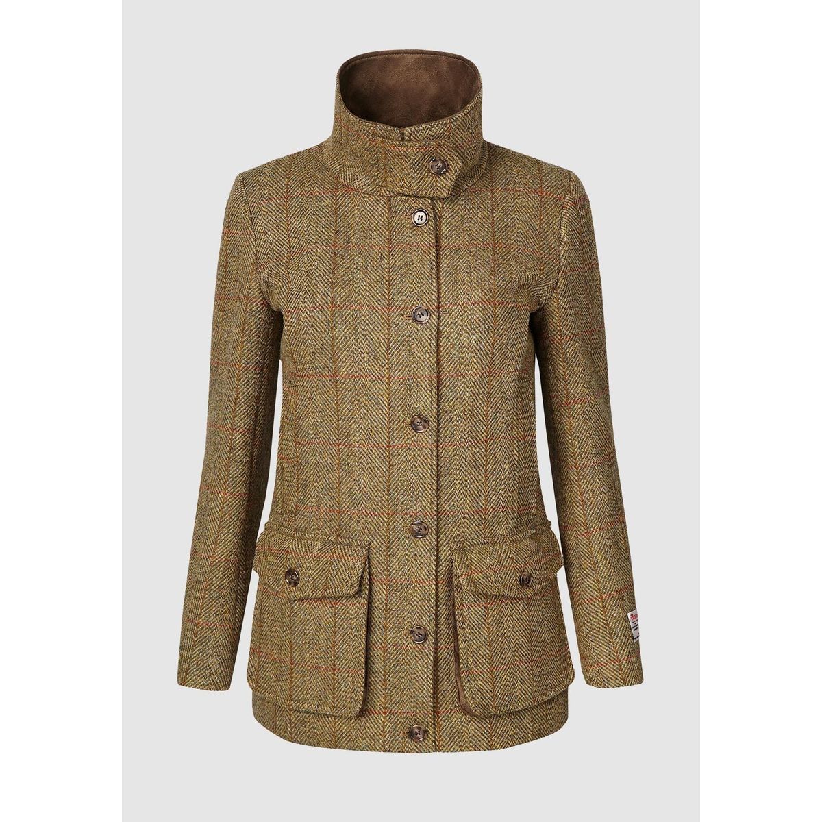 Juliet Ladies Field Coat Harris Tweed, mustard herringbone - L (16)