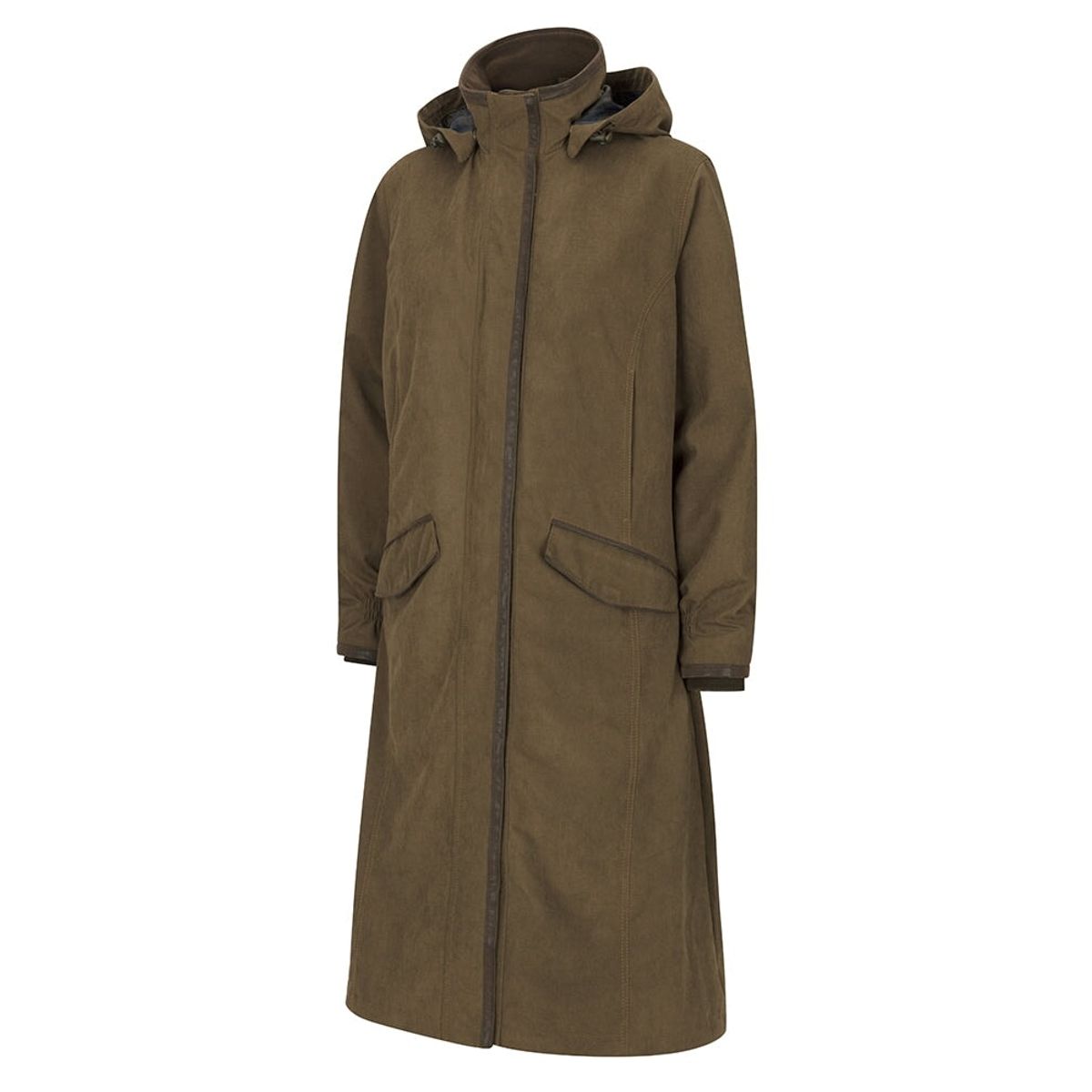 Struther Ladies Long Riding Coat ridefrakke, brungrøn - S(10-12)