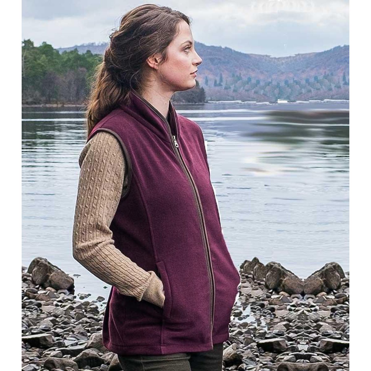 Stenton Ladies Vinrød Fleece Gilet vest - XL (UK16-18)