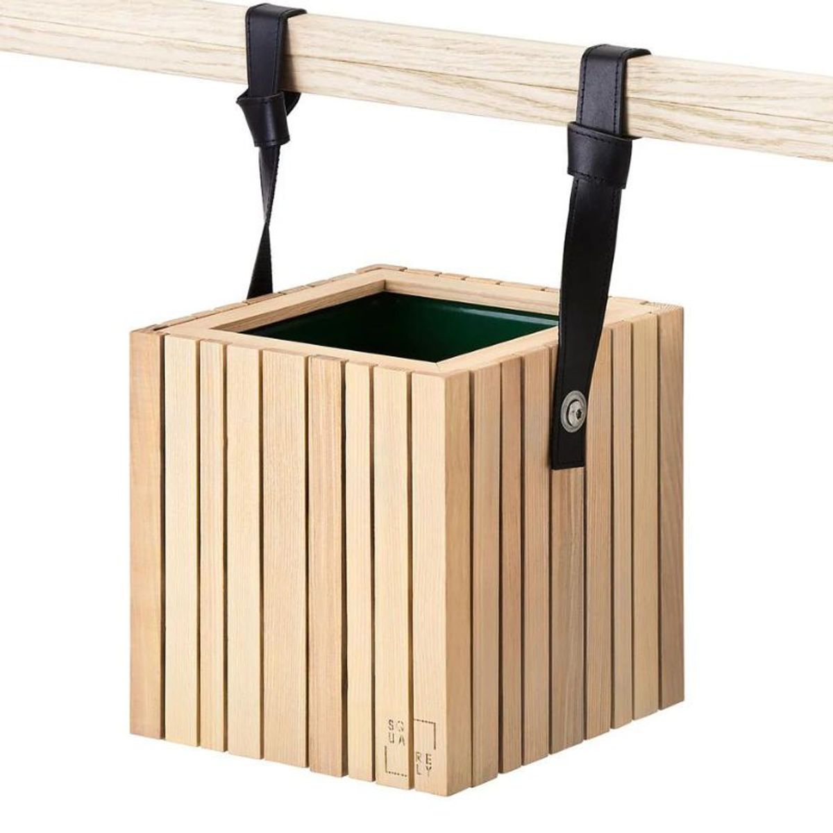 Squarely GrowON plantekasse i naturlig ask + HoldON stropper Flere varianter - 48 cm / Mørkegrøn nylon