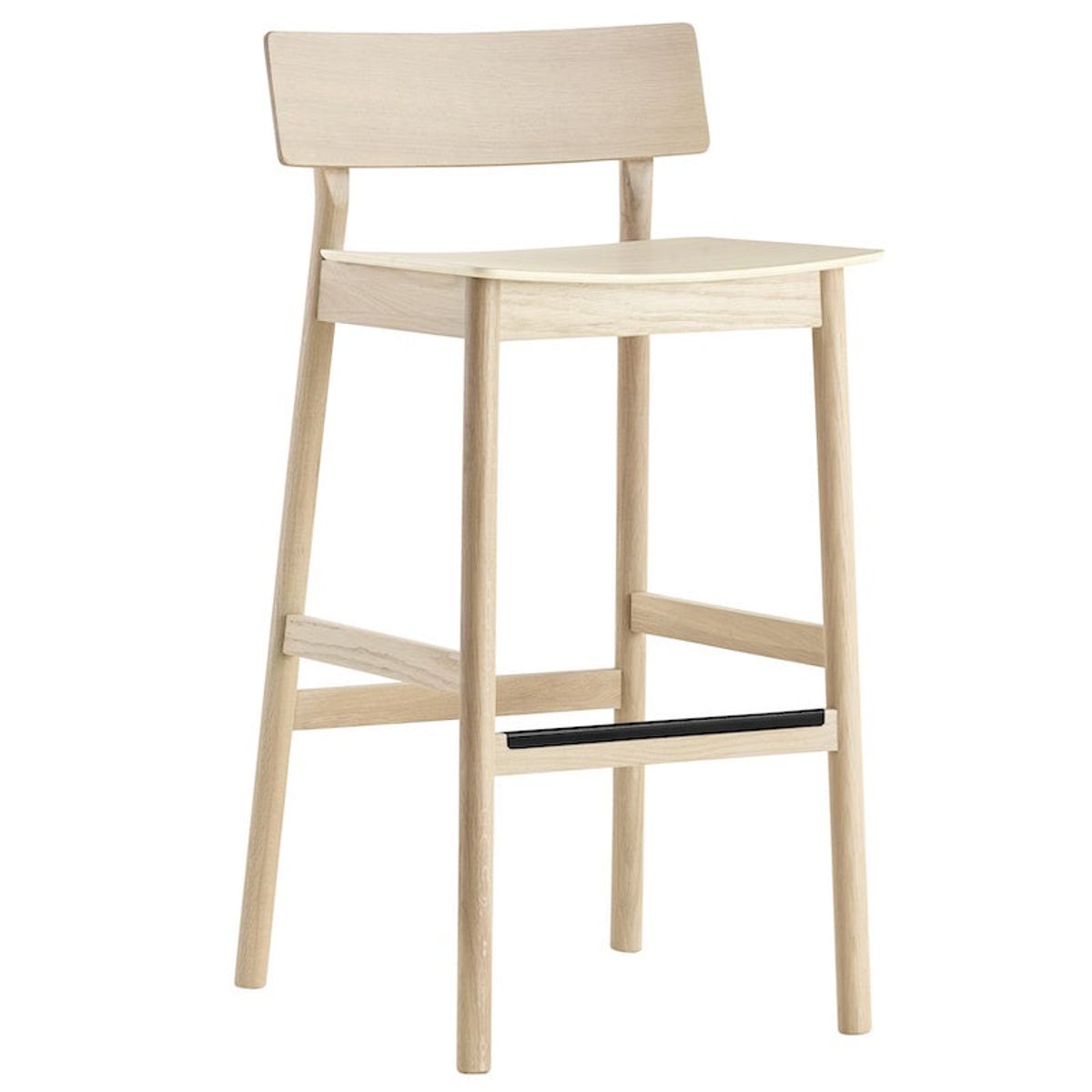 Pause barstol 2.0 i træ WOUD Flere varianter - 95.3 cm (siddehøjde 75 cm) / Hvidpigmenteret lak / Pause barstol med 1 stk. hynde beige