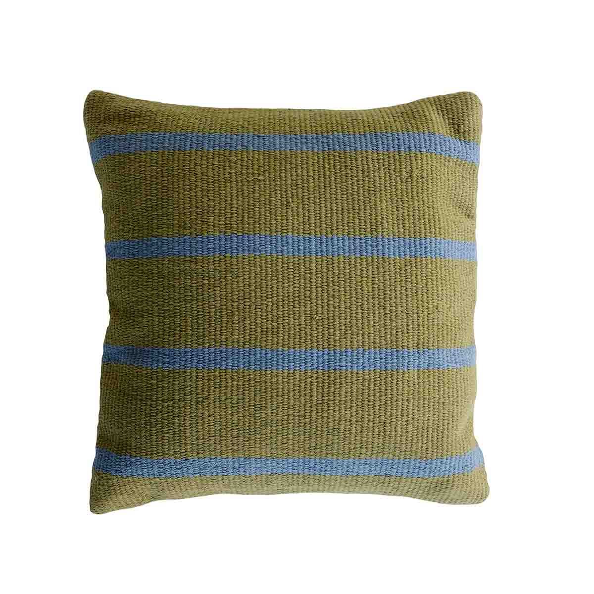 MOUD Home STRIPE pudebetræk 48x48 cm - olive/blå