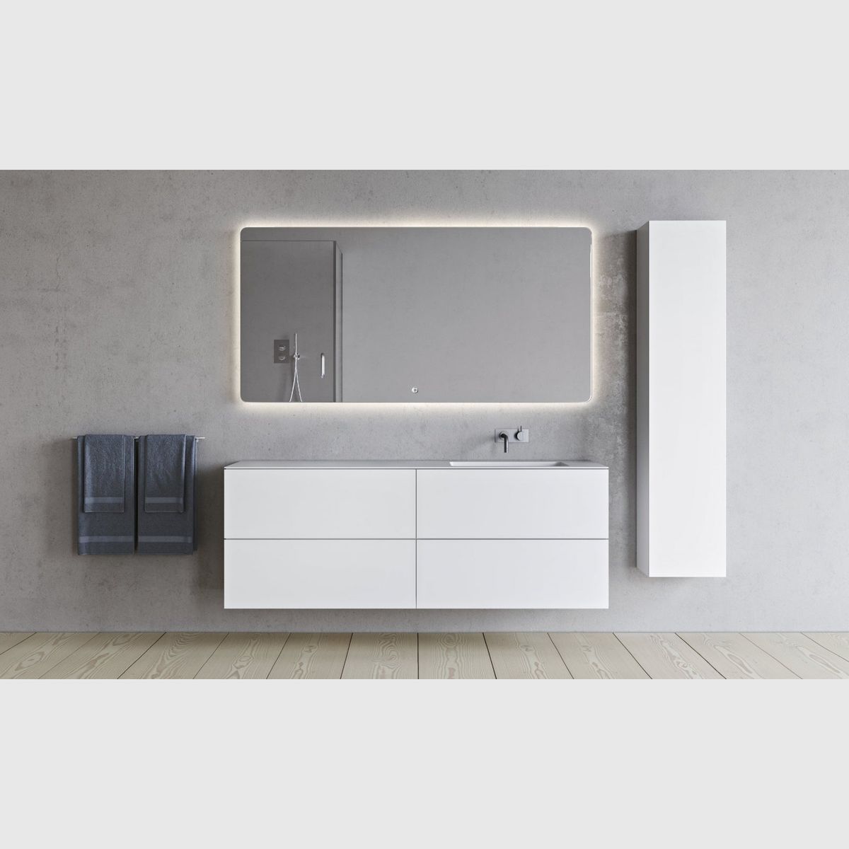 Copenhagen Bath SQ2 160 dobbelt kabinet med højre vask - mat hvid