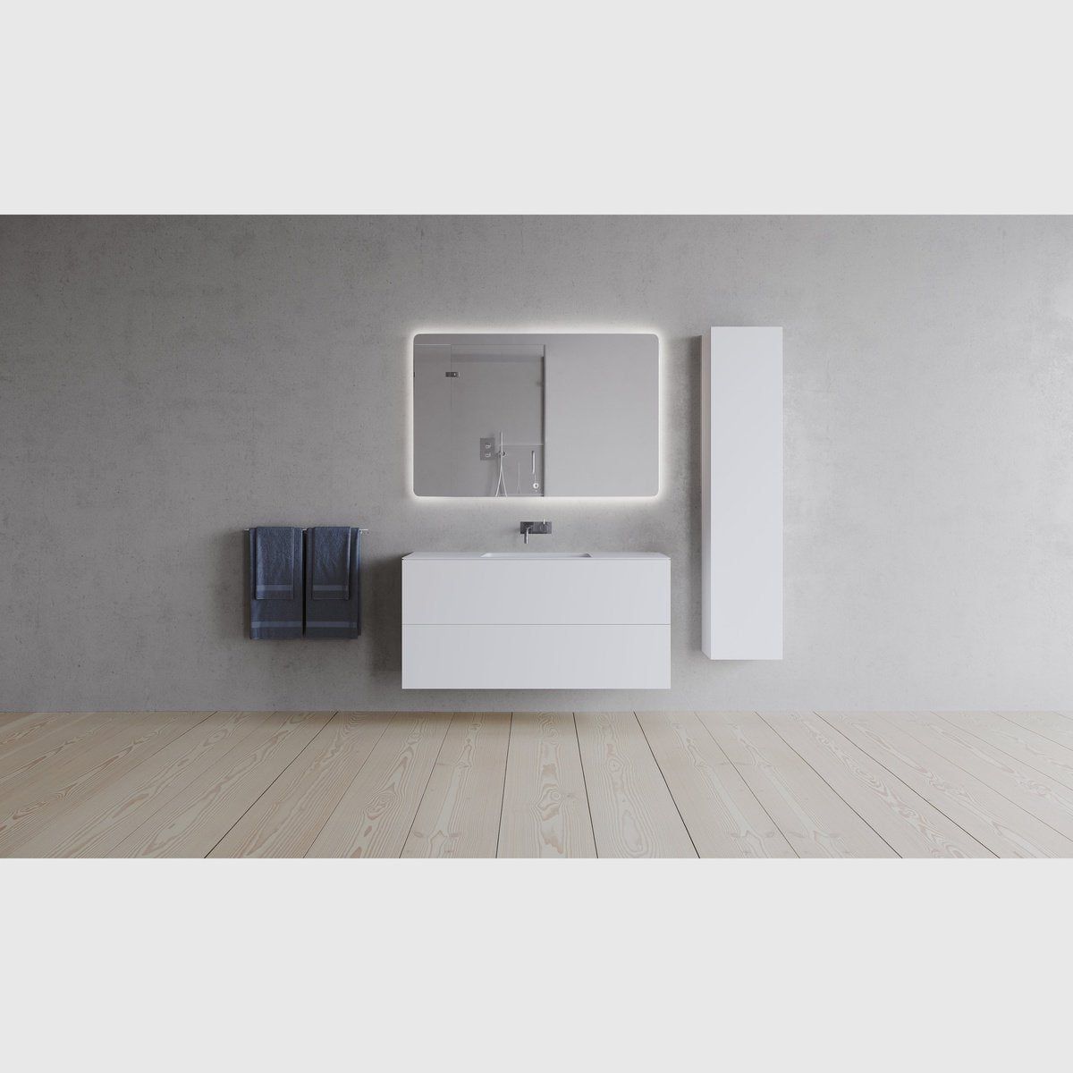 Copenhagen Bath SQ2 100 dobbelt kabinet med center vask - mat hvid