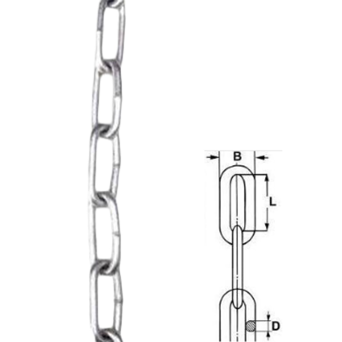 10x65mm Langleddet Varmgalv. Kæde, 30 Meter. - Din763