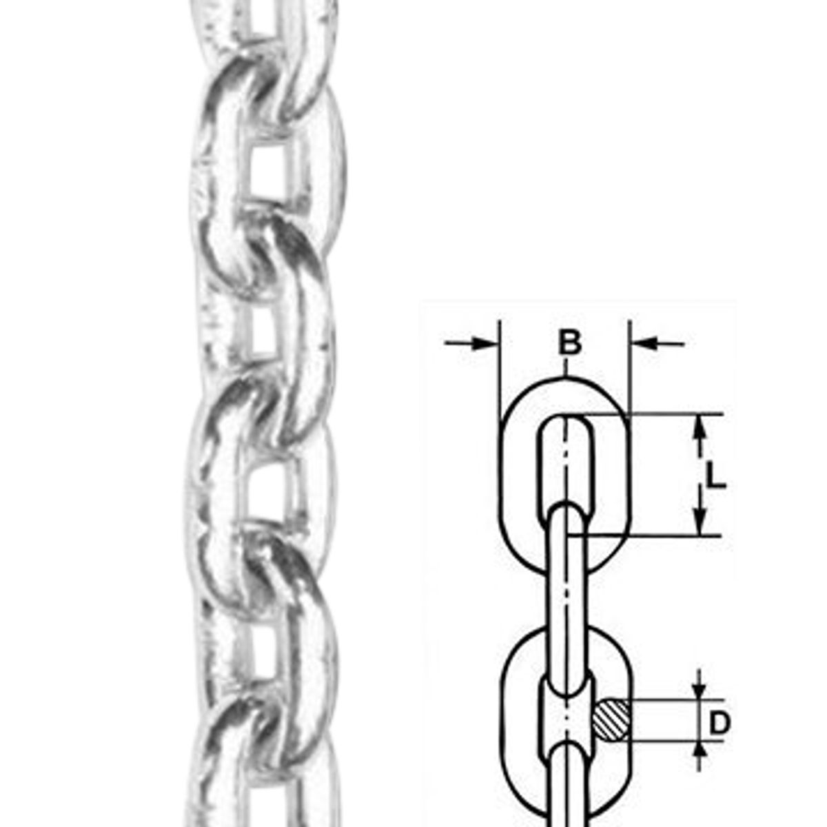 4x19mm Kortleddet Ugalv. Kæde, 30 Meter - Din5685a