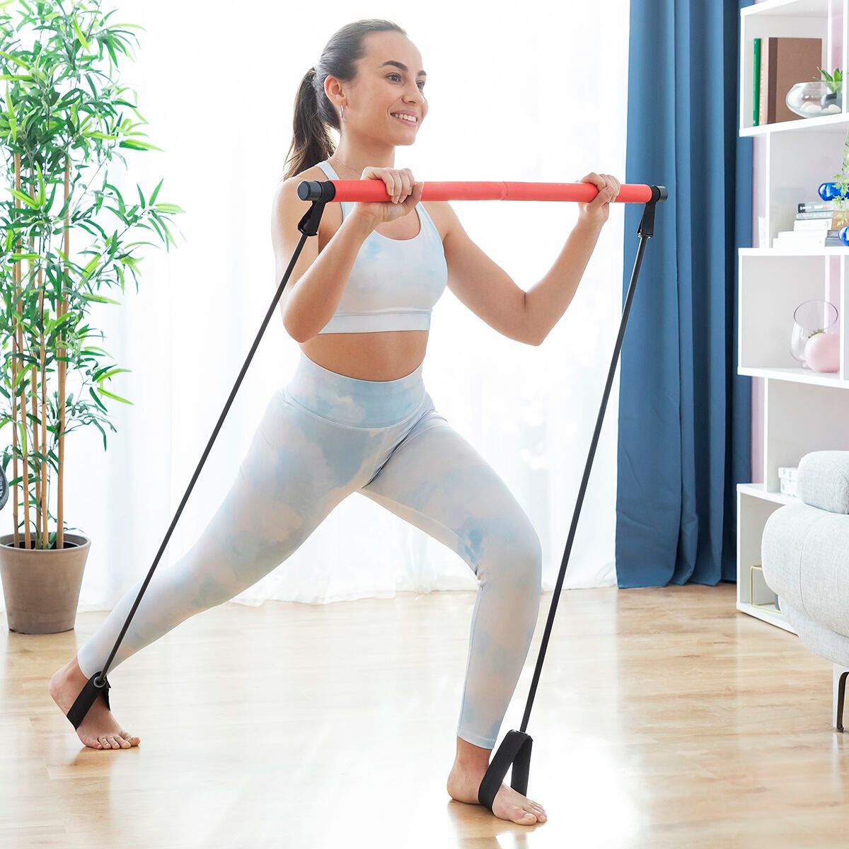 Fitness Bar med Resistance Bands og Motion Guide Resibar InnovaGoods - WeDoBetter.dk