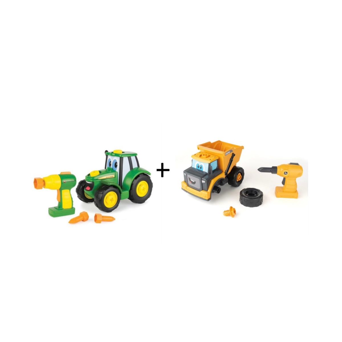 John Deere Johnny Byg En Traktor Og John Deere Build A Dump Truck Sæt (Forudbestilling) - traktor - Legekammeraten.dk