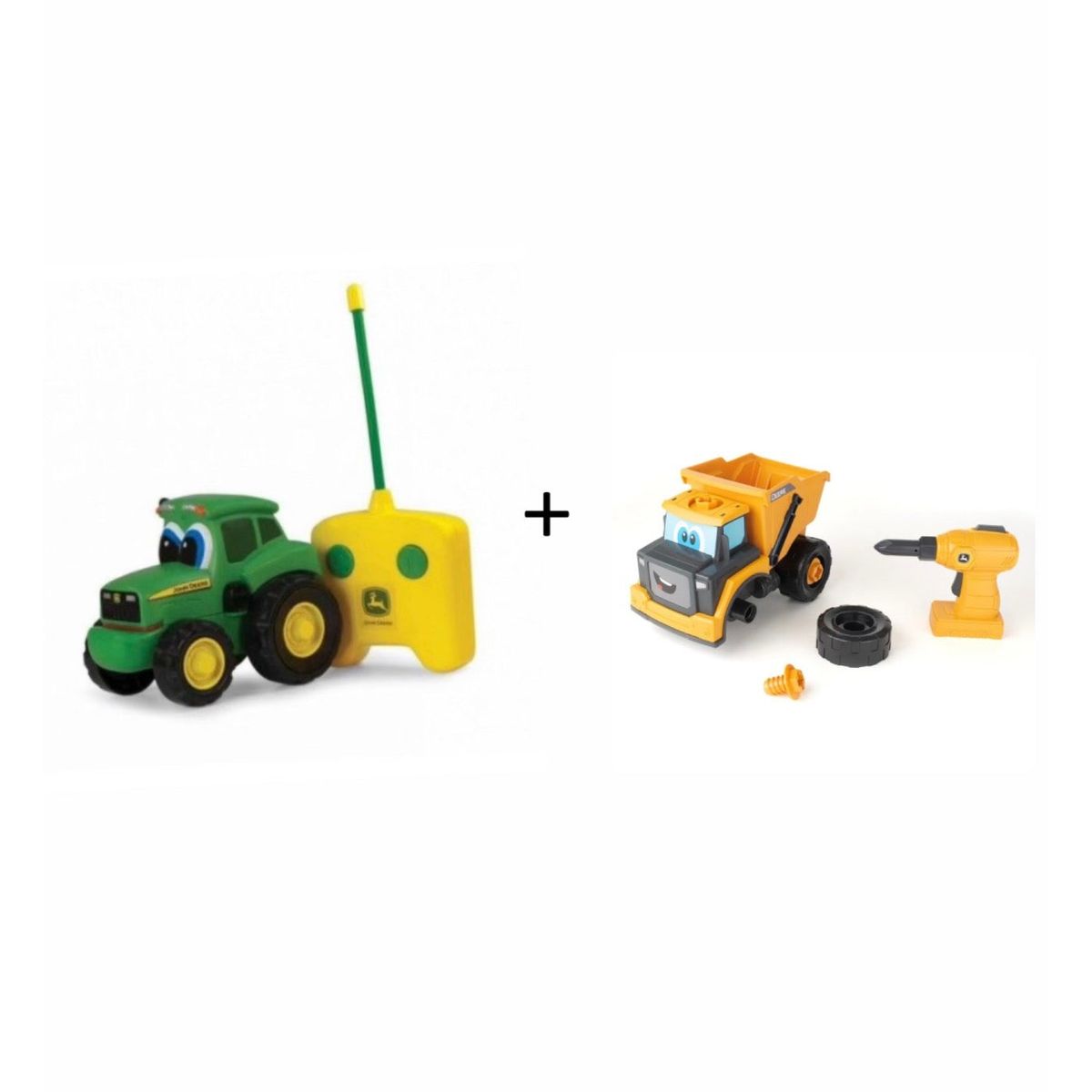 John Deere, R/C Johnny Traktor Og John Deere Build A Dump Truck Sæt - traktor - Legekammeraten.dk