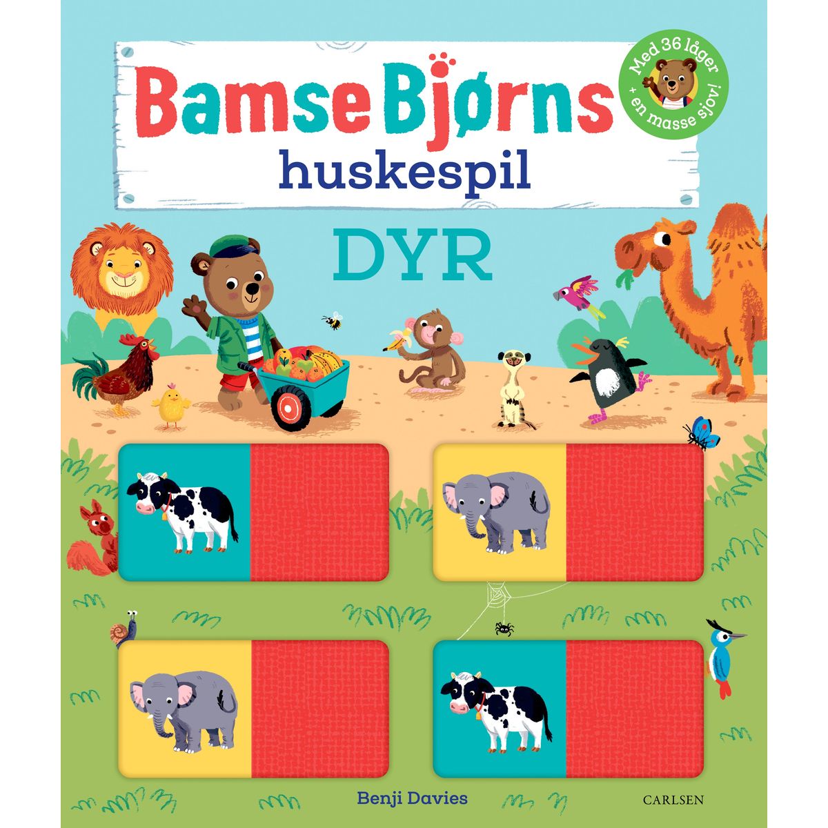 Børnebog, Bamse Bjørns Bog Med Huskespil Med Dyr - Børnebog - Legekammeraten.dk