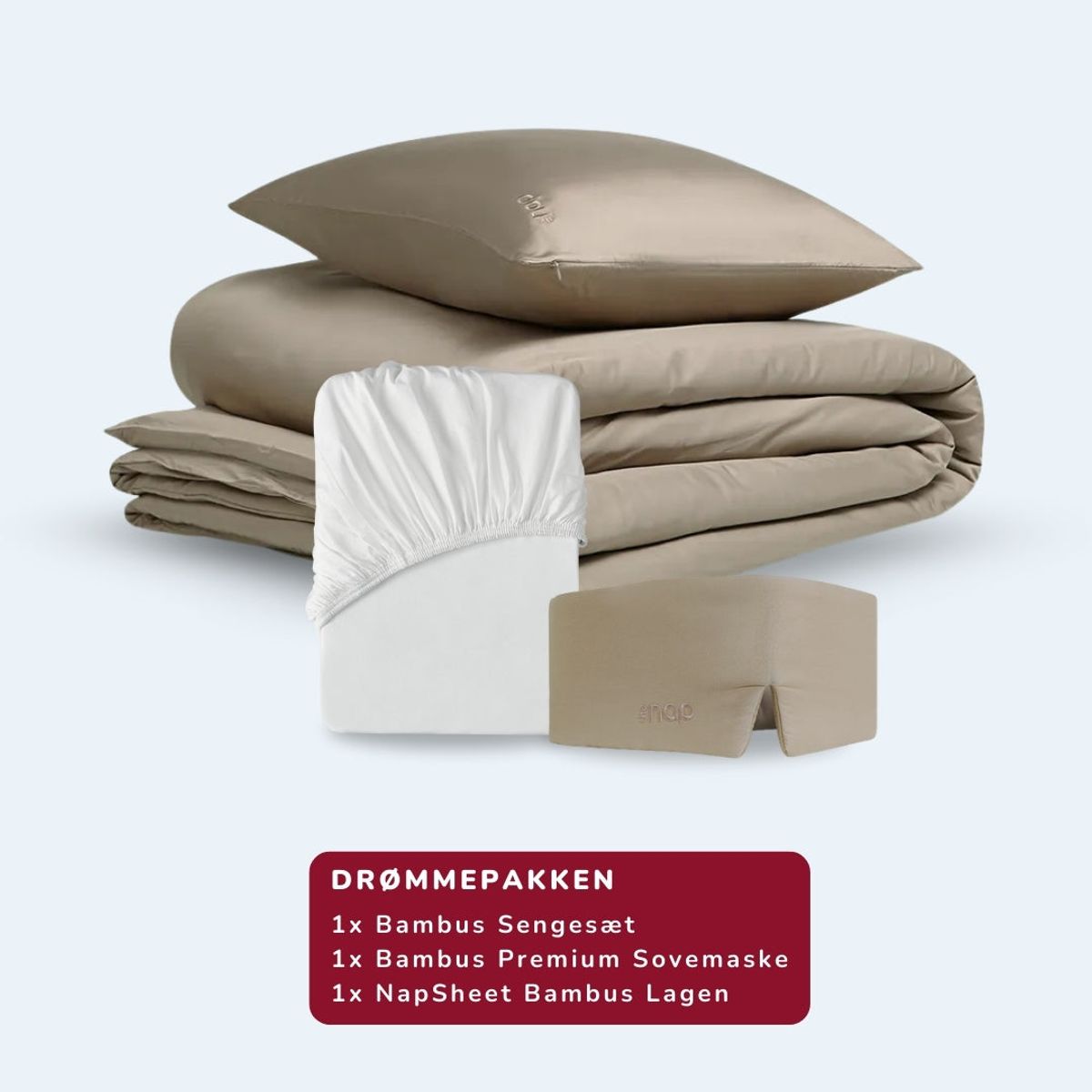 Drømmepakken Latte - 2 pudebetræk / 240x220 / 140x200 + 35