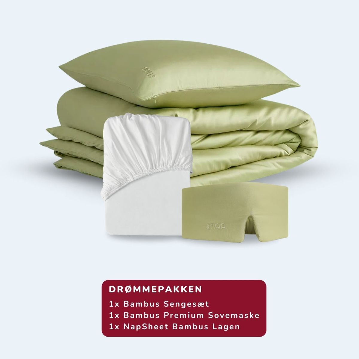 Drømmepakken Matcha - 2 pudebetræk / 200x220 / 180x200 + 35