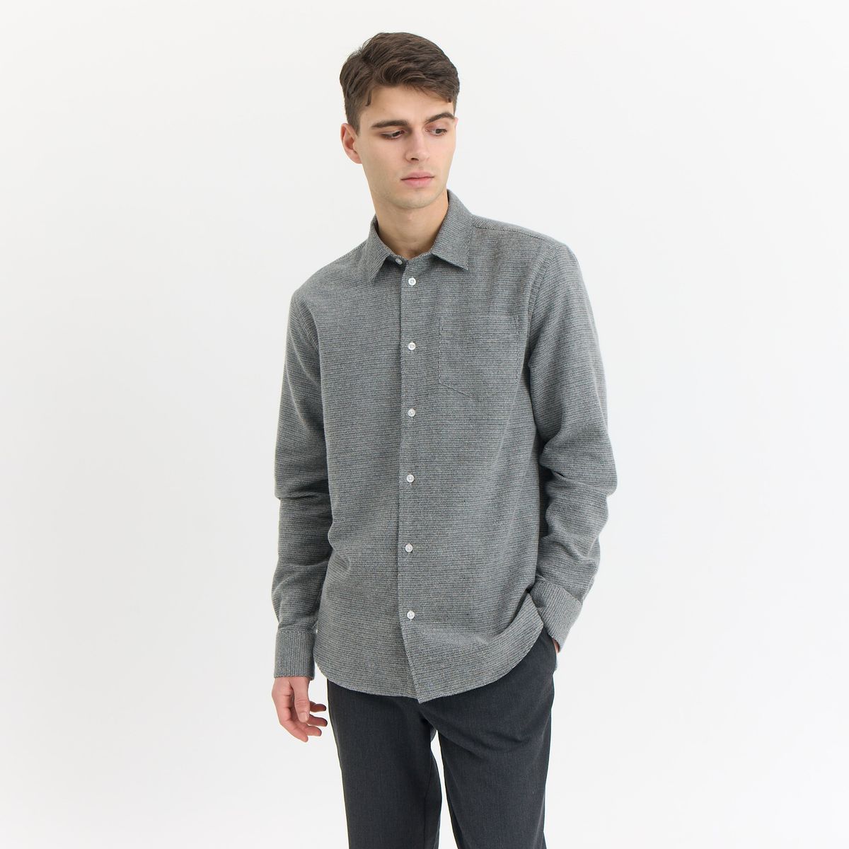 Bob Structured Shirt Premium - Grey Melange / XL