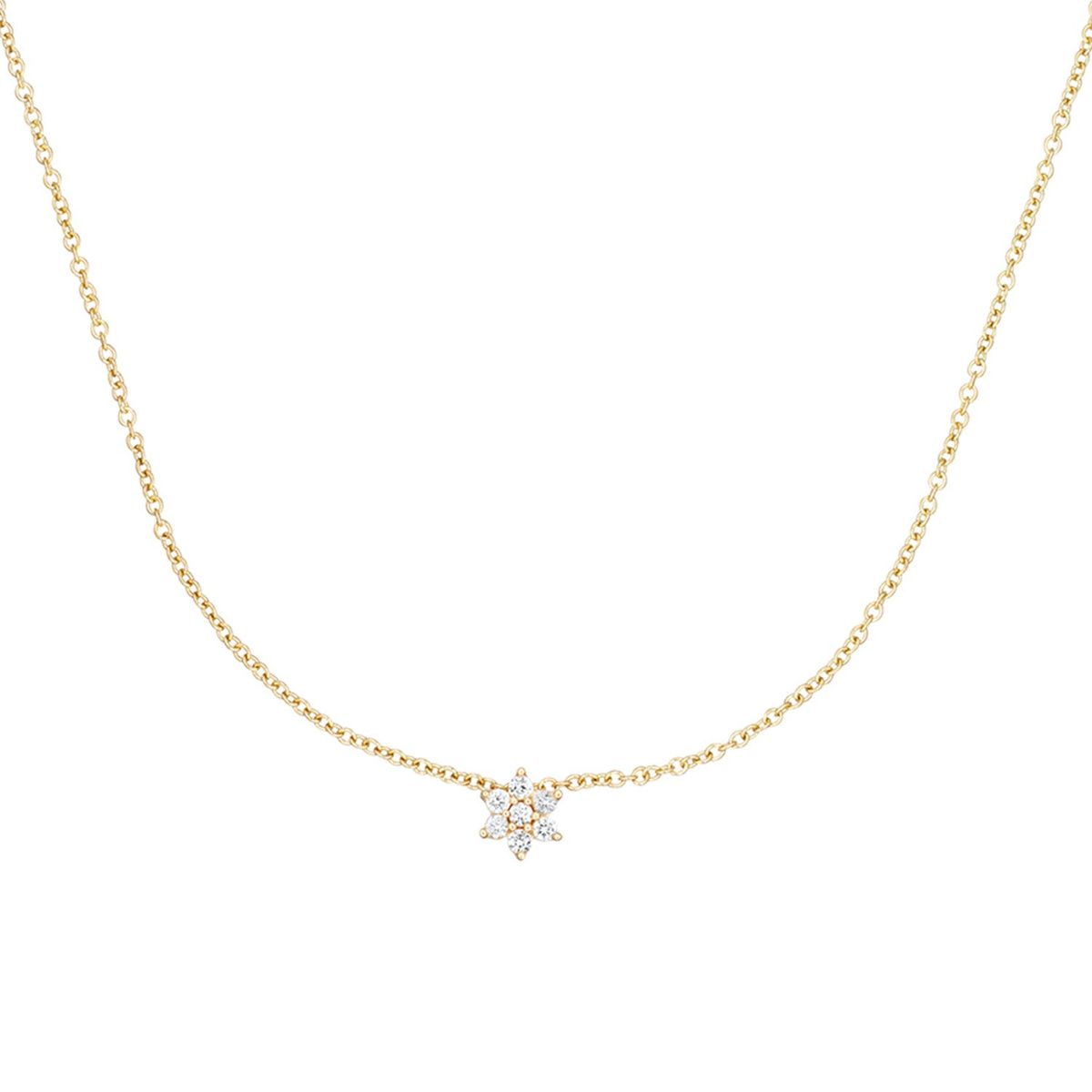 Aveny LUXURY - Fleur Halskæde, 0,12 ct. w/si 14 kt. guld