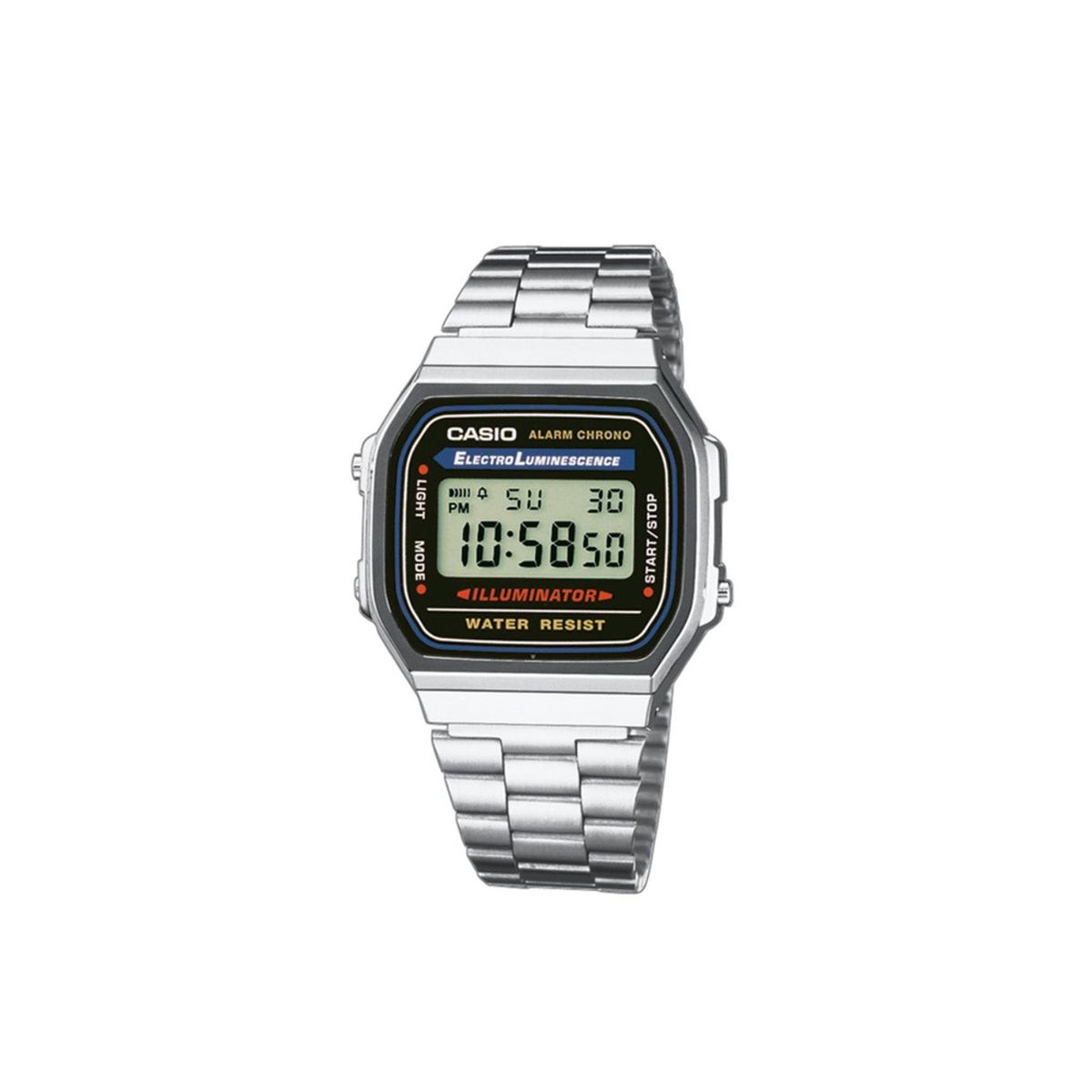 Casio - Classic Vintage digital, 37 mm Stål med lænke Sølv