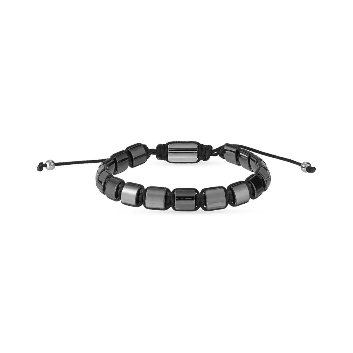 Vibholm Men - Armbånd med sort hæmatit, 19-23 cm- Rustfrit stål