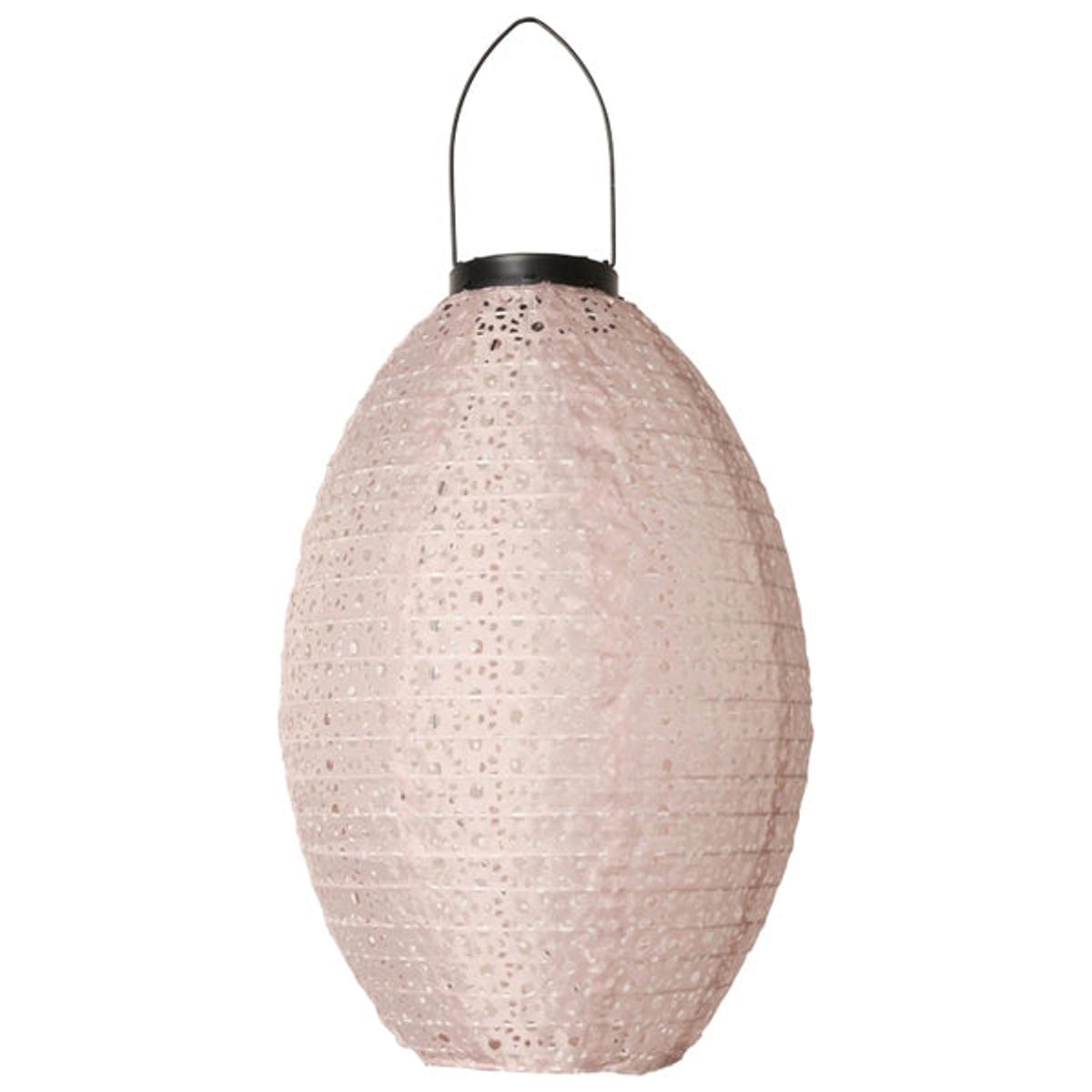 Vibholm Lanterne m/solar, oval, lys pink, 32x22cm