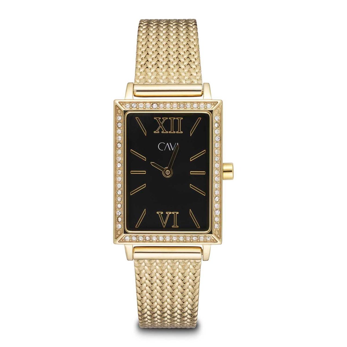 CAVI Watches - Cassiopeia m. mesh rem, sort guld PVD stål