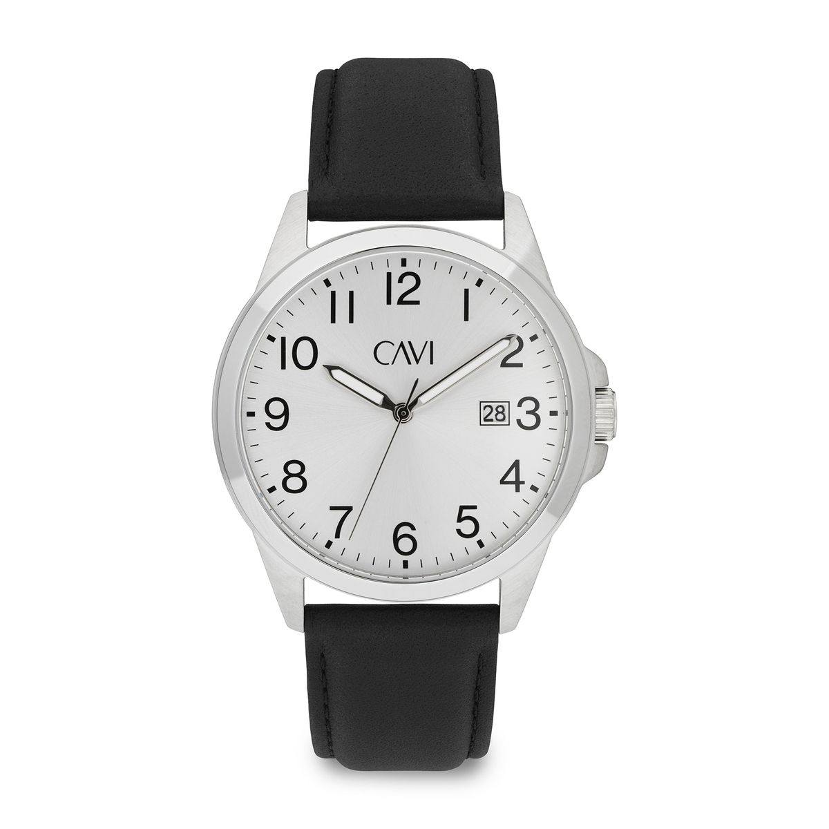 CAVI Watches - Leo ur m. sort rem, silver Stål Rustfrit