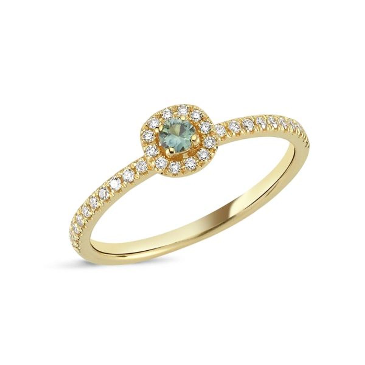 Nuran - Sofia ring, grøn safir + 0,17 ct. w/si 14 kt. guld