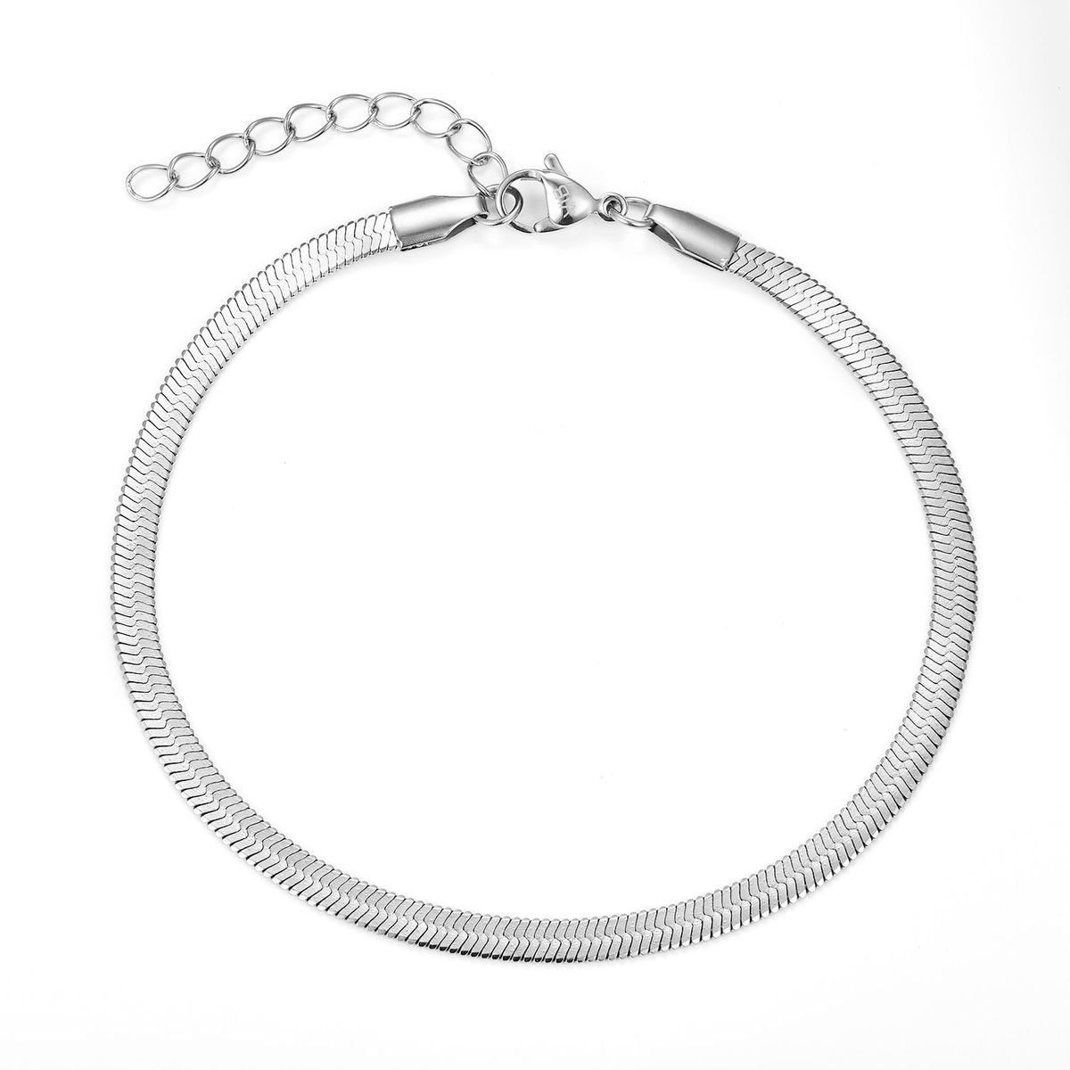 Baía Jewellery - Flat Snake ankelkæde, 22-26 cm Rustfrit stål