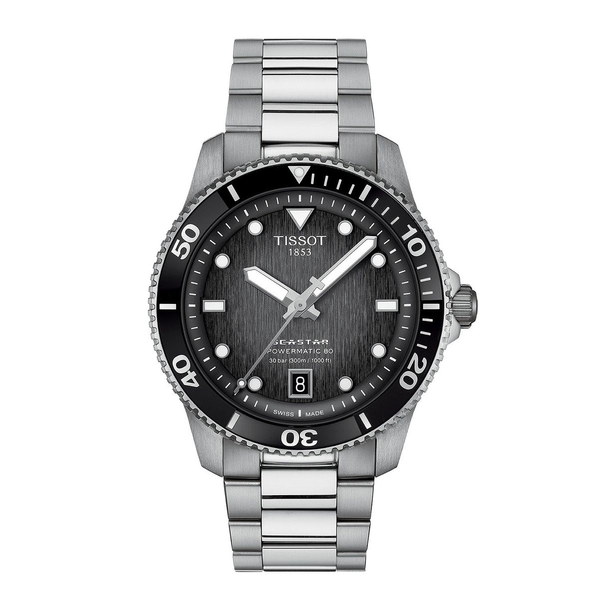 Tissot - Seastar 1000 PM80 m.sort urskive, 40 mm T1208071105100