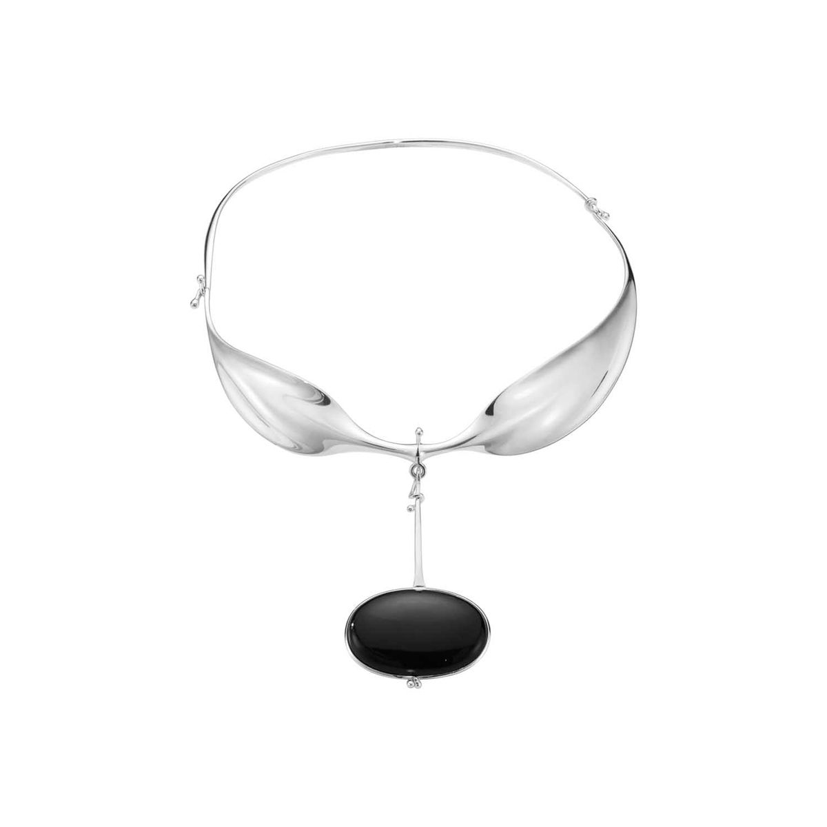 Georg Jensen - Vivianna halsring m. sort agat Sølv sterlingsølv