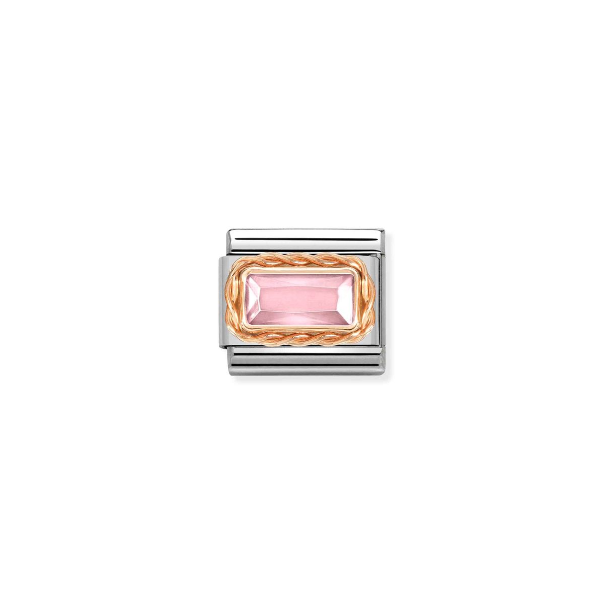 Nomination - Led, 9 kt. rosaguld Pink med zirkonia Rustfrit stål