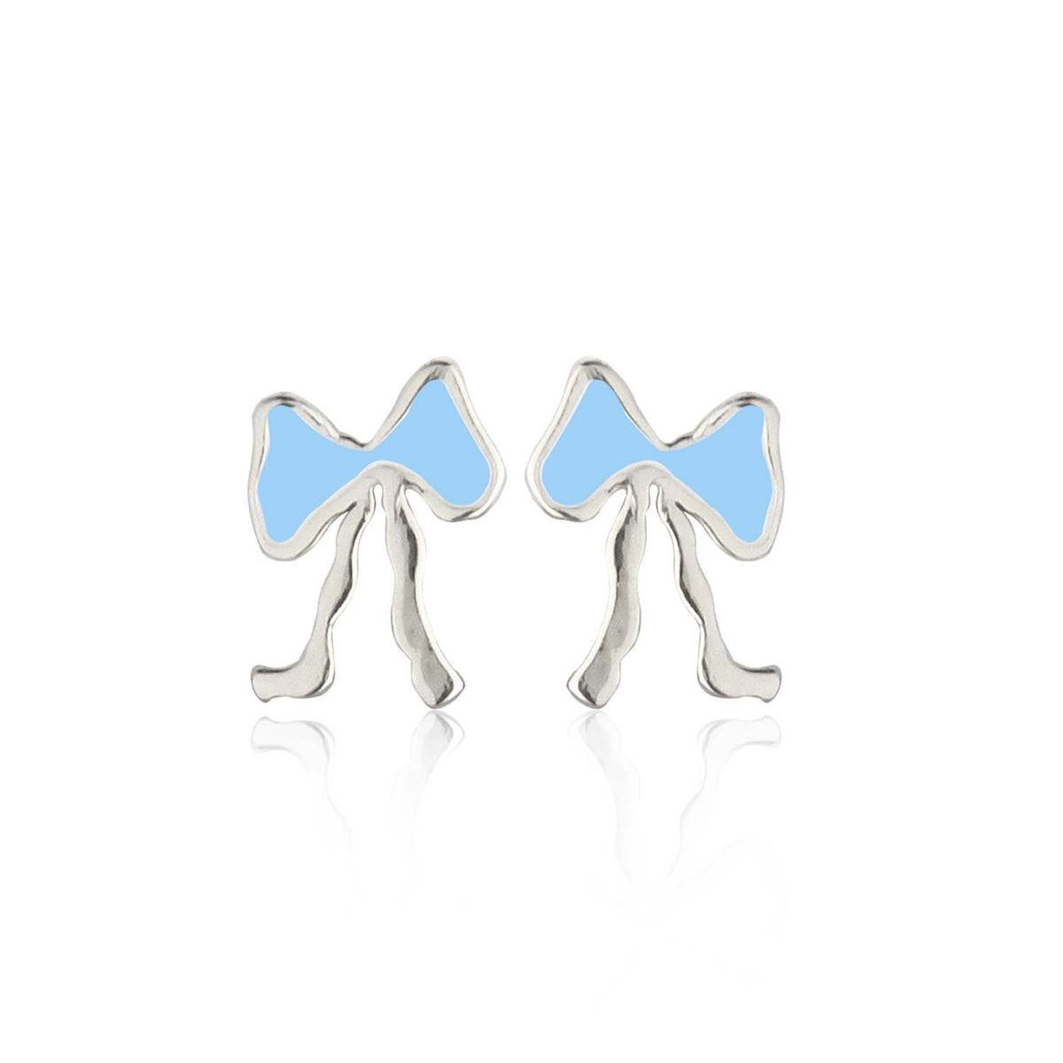 Jeberg Jewellery - Petite Bow Blue ørestikker Sølv