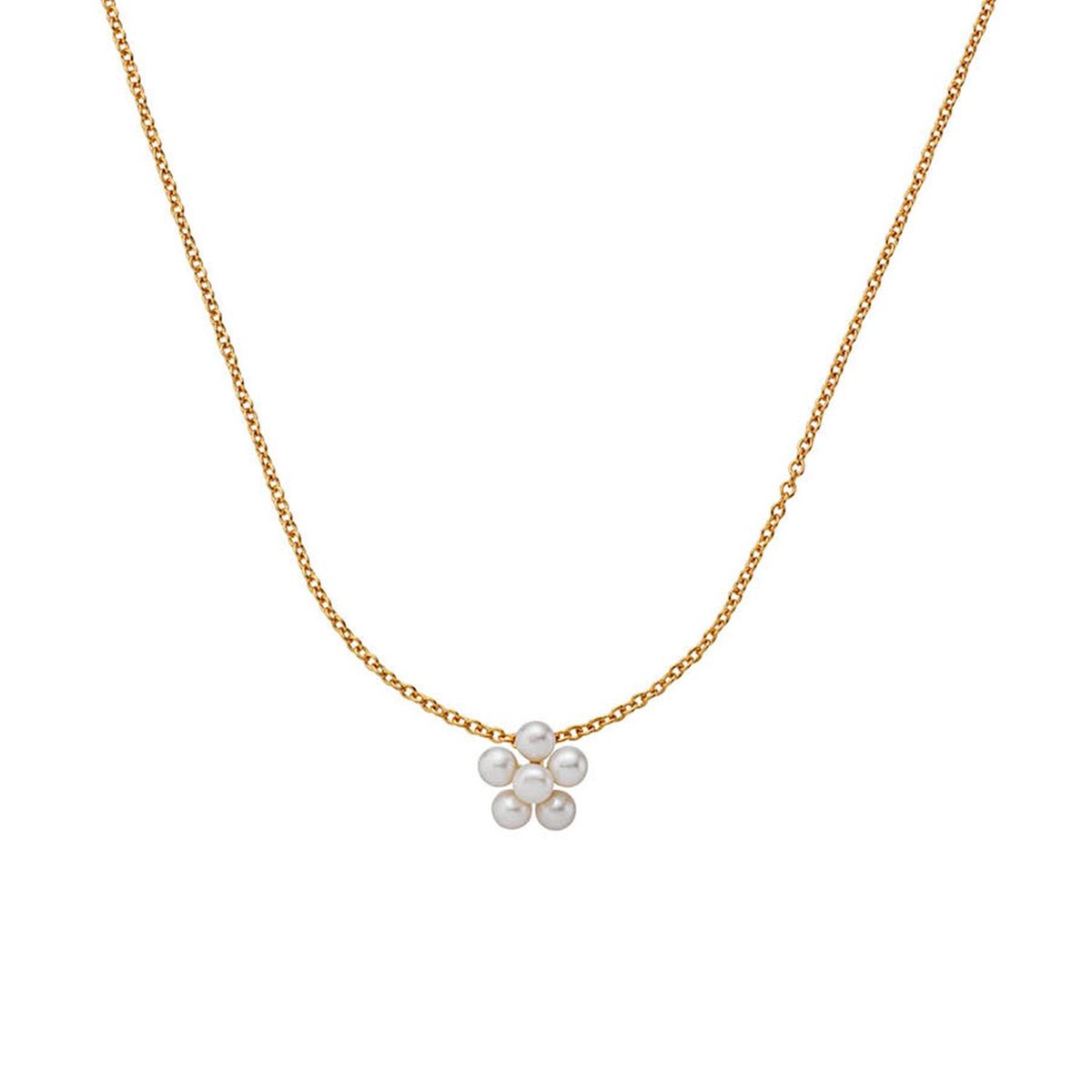 LuvaLu Jewellery - Pearly Flower halskæde Forgyldt sølv sterlingsølv