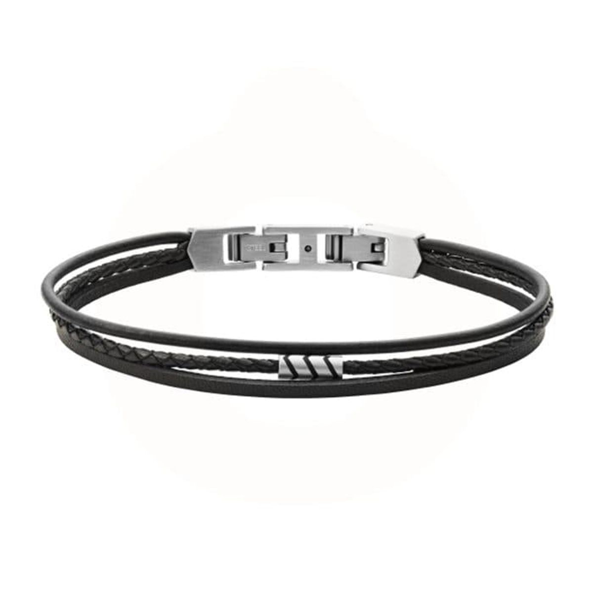 FOSSIL - Father's Day Black Leather Multi-Strand Armbånd JF03713040