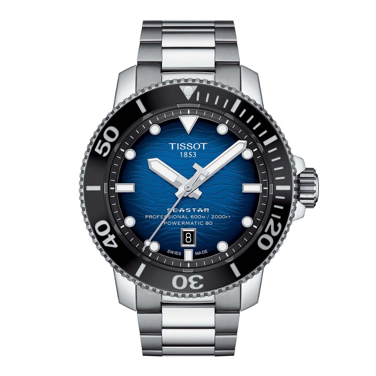 Tissot - Seastar 2000 Professional Powermatic 80 blå/sort, 46mm T1206071104101 Rustfrit stål