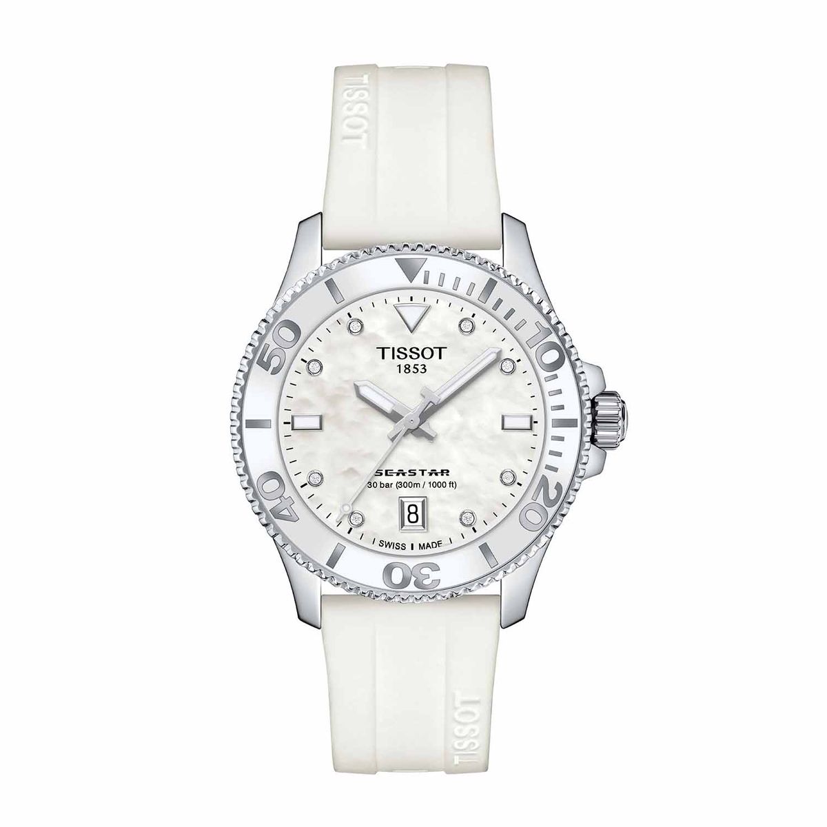 Tissot - Seastar 1000 hvid/perlemor, 36mm T1202101711600