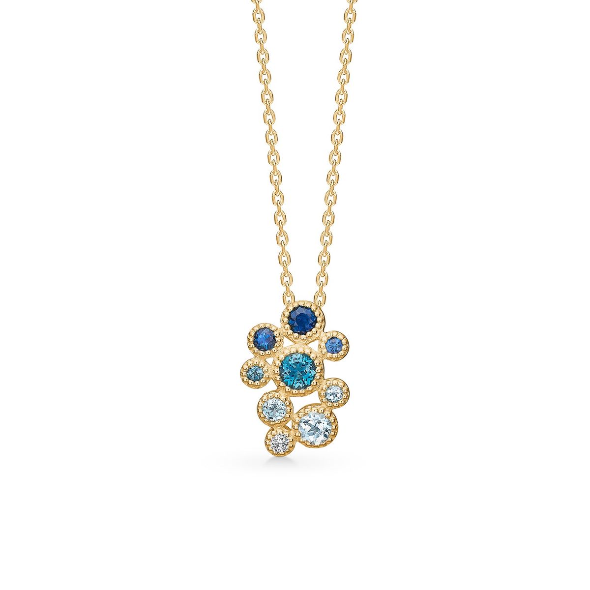 Mads.Z - Luxury Rainbow Blue vedhæng 14 kt. guld