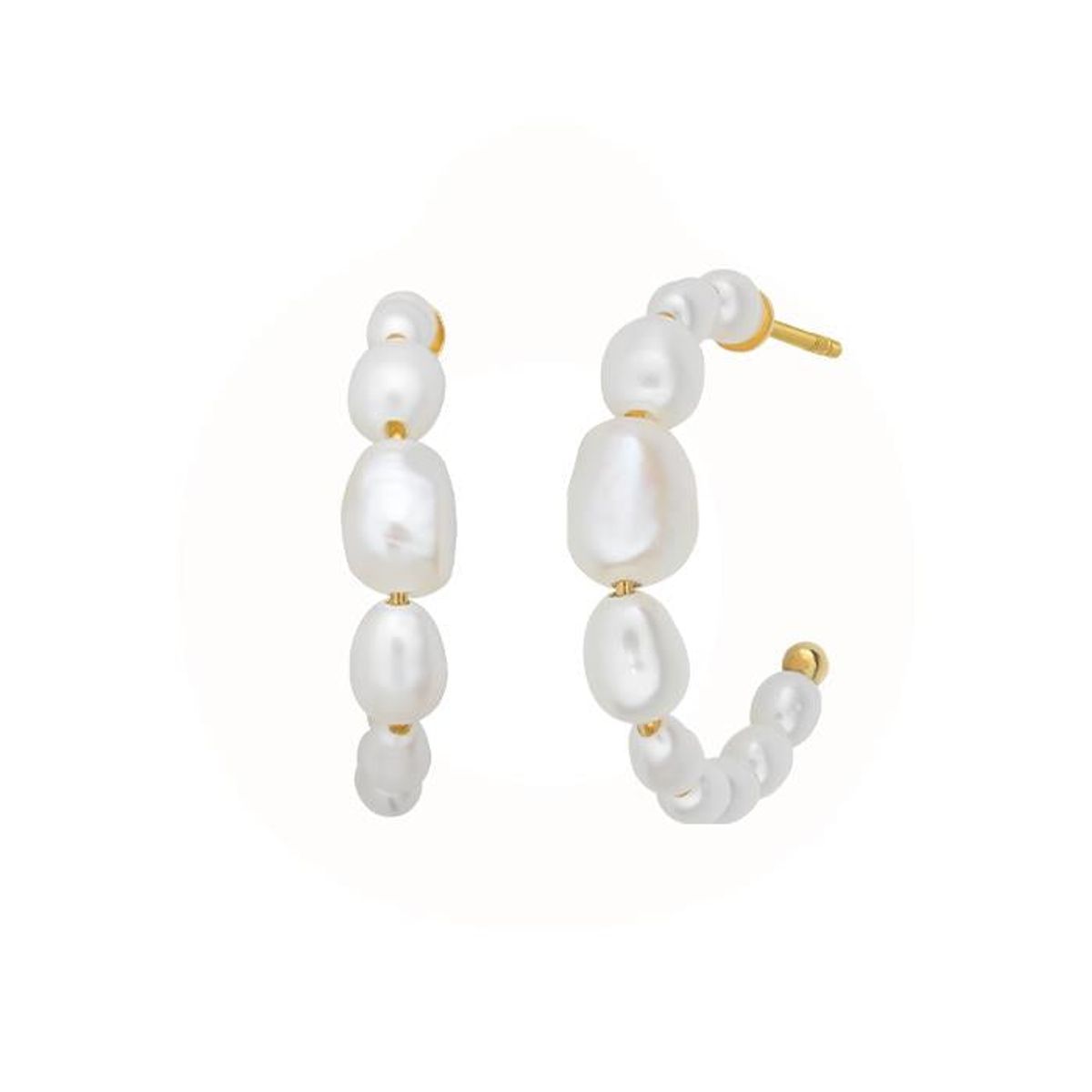 byBiehl - Aura Pearl Hoops 4-033WP-GP Forgyldt sterlingsølv