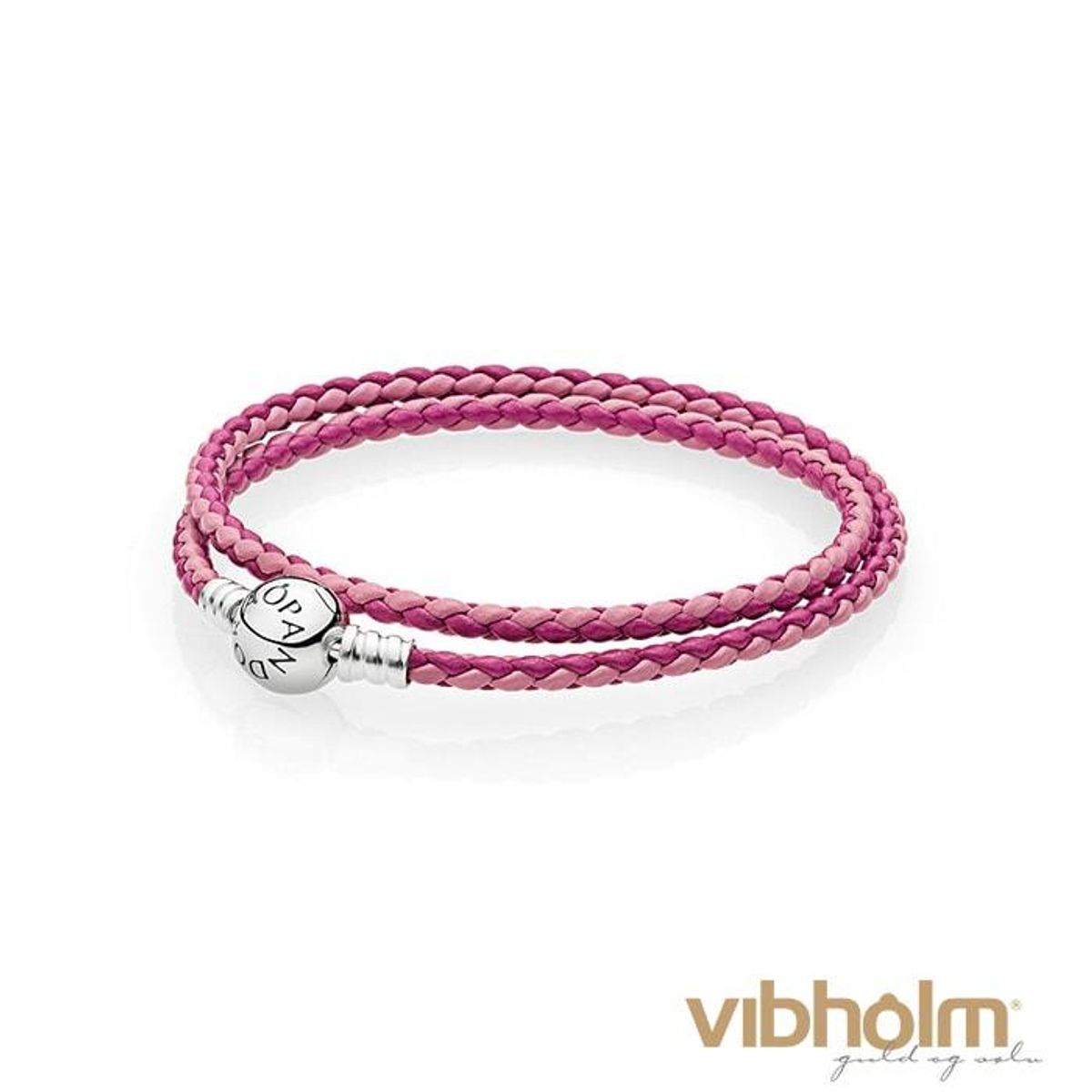 Pandora - Moments Double Woven Pink Mix Leather Armbånd sterlingsølv/læder 590747CPMX